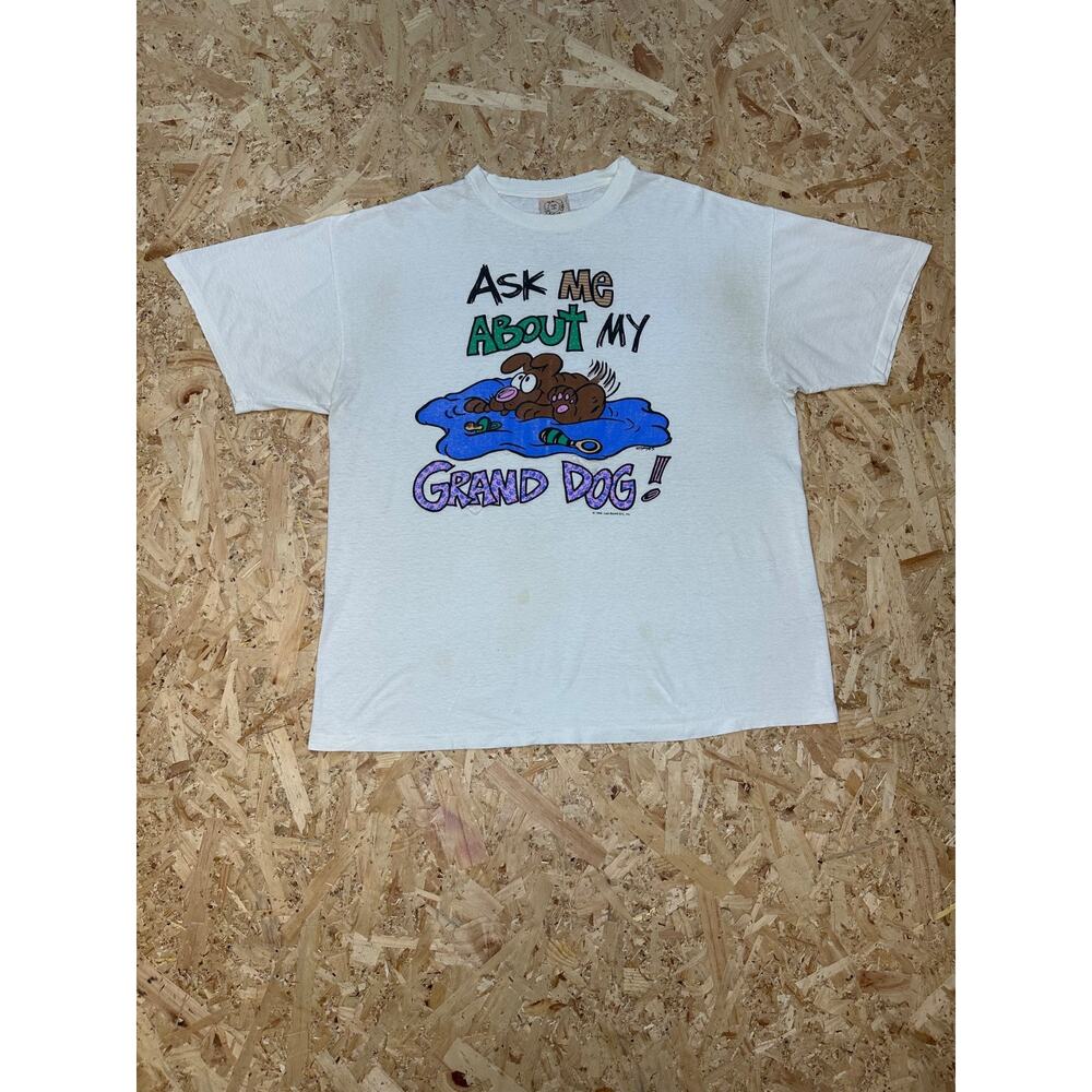 Vintage Ask Me About My Grand Dog Shirt 90s Single Stitch Sz XL